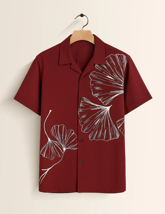 Maroon Printed GenZ Vibe Premium Fancy Shirt – Trendy, Aesthetic & Street-Style Ready - XPST