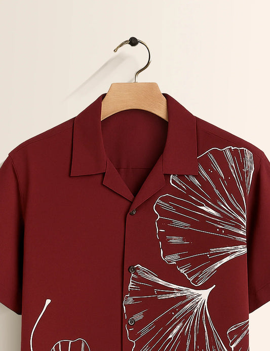 Maroon Printed GenZ Vibe Premium Fancy Shirt – Trendy, Aesthetic & Street-Style Ready - XPST