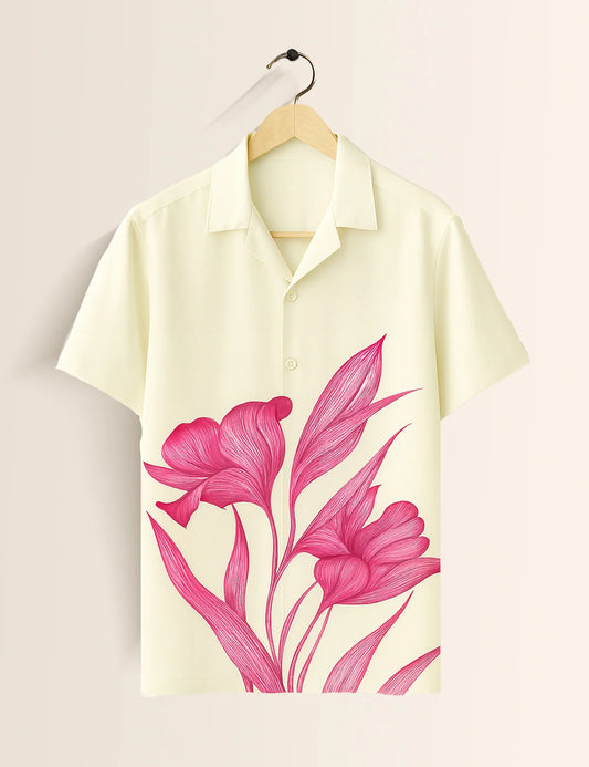 Pink Flower Printed GenZ Vibe Premium Fancy Shirt – Trendy, Aesthetic & Street-Style Ready - XPST