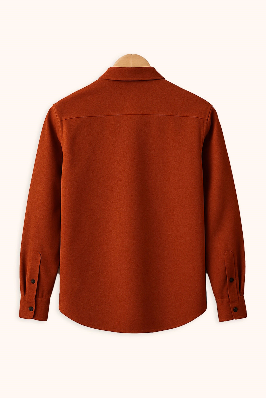 Men Spring And Summer Solid Color Loose Casual Long-Sleeved Shirt Orange Color
