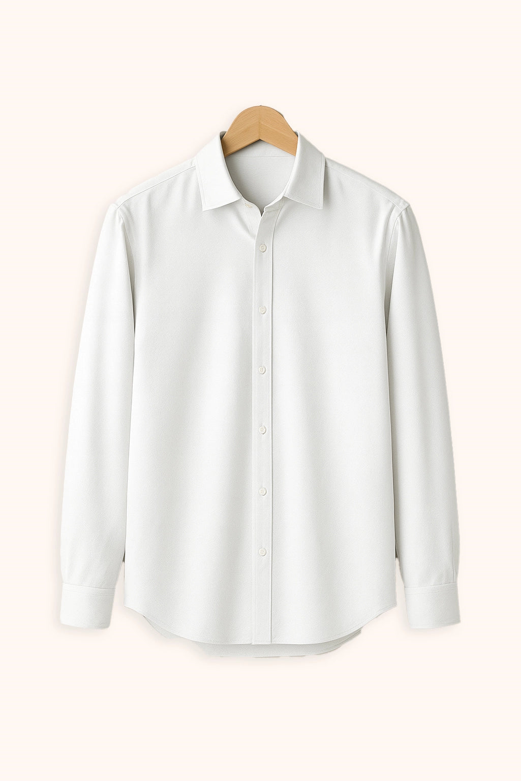 Men Spring And Summer Solid Color Loose Casual Long-Sleeved Shirt White Color