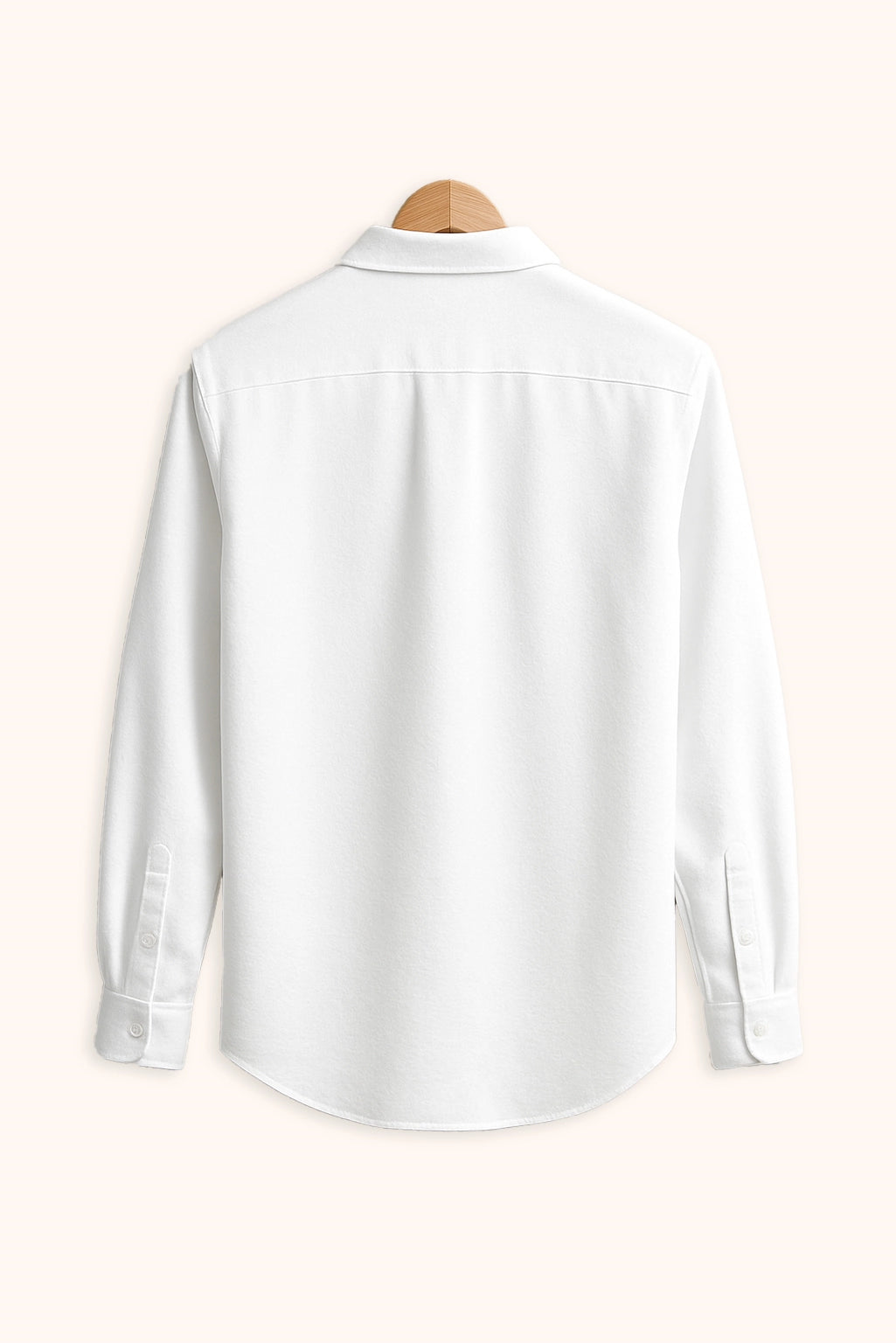 Men Spring And Summer Solid Color Loose Casual Long-Sleeved Shirt White Color