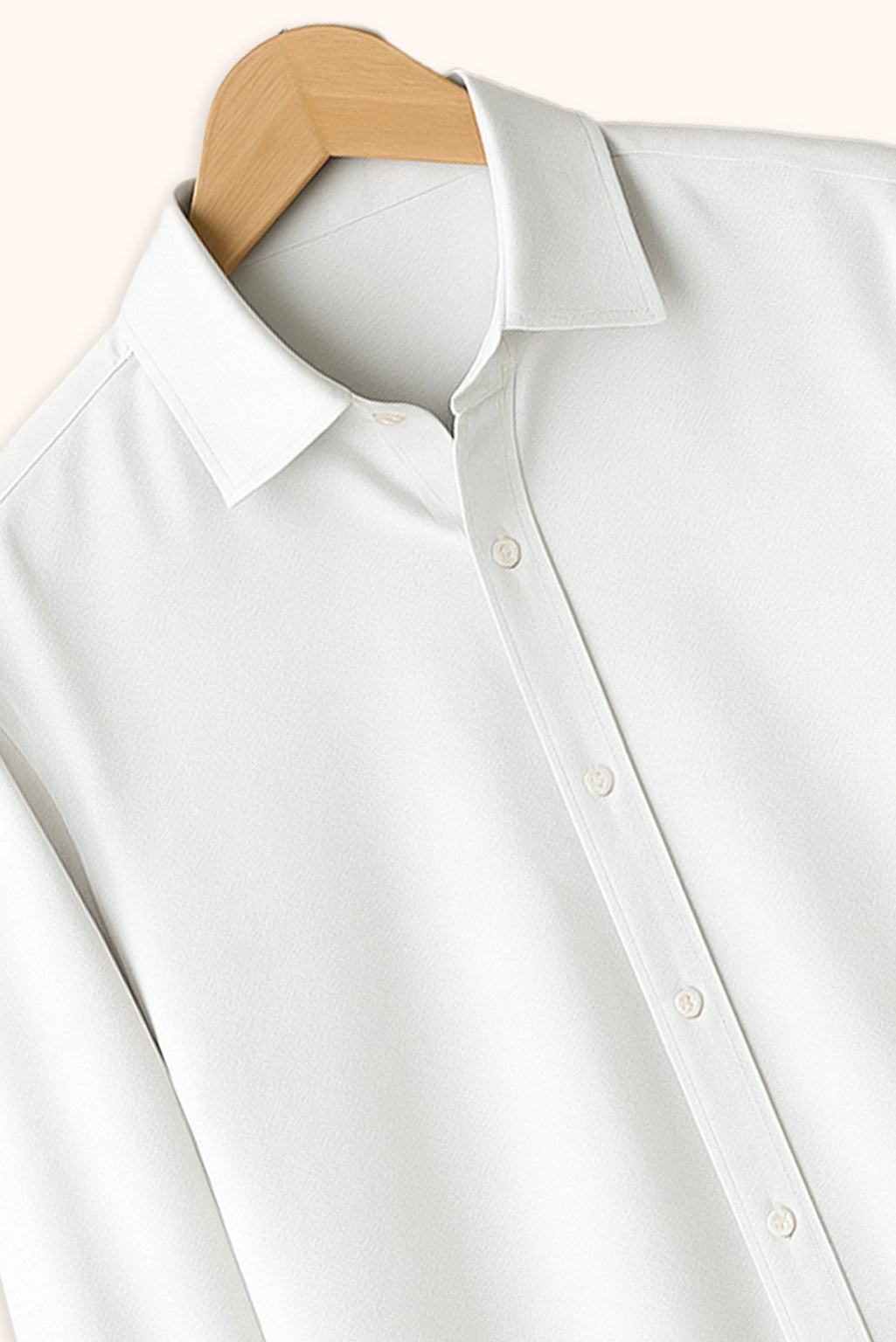 Men Spring And Summer Solid Color Loose Casual Long-Sleeved Shirt White Color